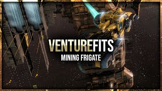 Eve Online  T1 amp T2 Venture Mining Fits  Ore Industrial Mining Frigate [upl. by Martz]