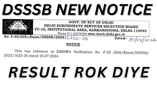 DSSSB RESULT HOLD NEW NOTICE dsssb pgt tgt teaching [upl. by Ihsar371]