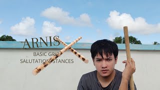 BASIC SKILLS IN ARNIS Grip Salutation Stances [upl. by Atihcnoc]