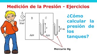 Como calcular la presión de los tanques  Manómetros abiertos en U [upl. by Uahsoj]