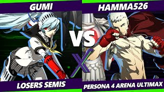 FX 451 Losers Semis  GUMI Labrys Vs hamma526 Akihiko Persona 4 Arena Ultimax [upl. by Inanuah]