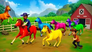 Color Horses Theft Magical Horses Stolen from the Farm  Epic Farm Heist Adventure  Funny Animals [upl. by Caiaphas655]