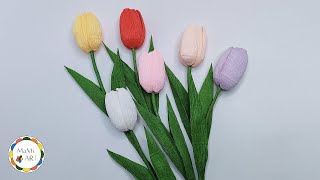 Tulipany z krepiny jak żywe  zobacz jak to zrobiłam ❤️🌹 EASY CREPE PAPER FLOWER ❤️🌹 [upl. by Jenica]