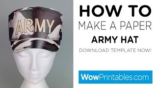 How To Make a Paper Army Hat  Printable Template [upl. by Leonelle]