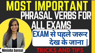 Phrasal Verbs की Class  Most Important Phrasal Verbs  SBI  IBPS  Bank Exams  NIMISHA BANSAL [upl. by Queston]