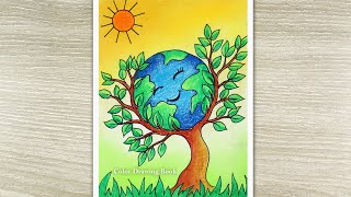 How to draw Save Environment Poster Save Tree Save Earth Drawing [upl. by Noramac]