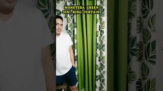 3in1 Set Monstera Green Ring Curtain Sold by set 6Feet and 7Feet Cretona Fabric windowcurtain mons [upl. by Eardnoed]