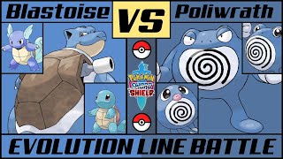 BLASTOISE vs POLIWRATH  Pokémon Evolution Line Battle [upl. by Ynnus330]