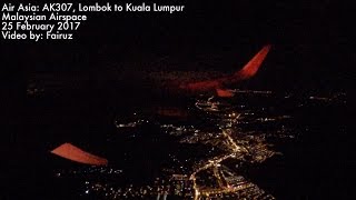 AIR ASIA LANDING AT KLIA2 IN NIGHT TIME LOMBOKLOP TO KUALA LUMPURKUL [upl. by Airdnoed]