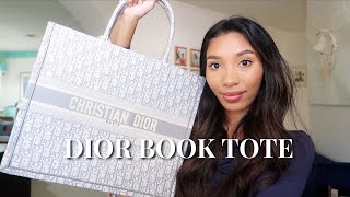 WHATS IN MY WORK BAG  LARGE DIOR BOOK TOTE REVIEW [upl. by Mintun]