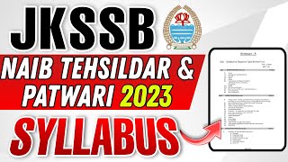 JKSSB Naib Tehsildar Syllabus 2023  JKSSB Patwari Syllabus 2023 [upl. by Trula87]