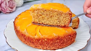 Easy peach upside down cake recipe Super soft and fluffy 😍 [upl. by Cryan]