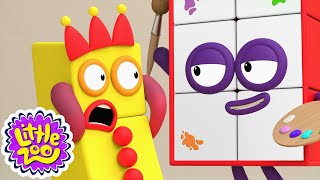 Numberblocks and Arty Maths  Stampolines cartoons for Kids  LittleZooTV [upl. by Rennold]