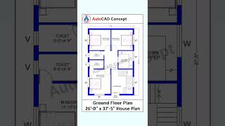 26x375quot House Plan  3bhk house design  Home Plan Layout dreamhome design home 2dplan [upl. by Ataymik]