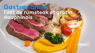 Gastronomie  filet de rumsteak et gratin dauphinois [upl. by Elianore508]