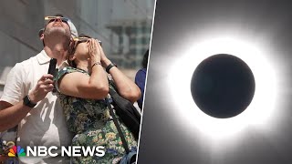 Watch emotional moments as skywatchers view solar eclipse [upl. by Adnolay]