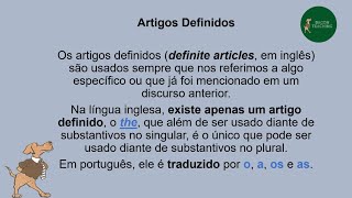 THE  A  AN DEFINITE AND INDEFINITE ARTICLE  ARTIGOS DEFINITOS E INDEFINITOS EM INGLÊS [upl. by Catherina]