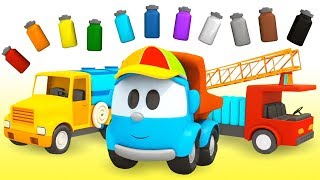 Leo the truck kids cartoons Learn colors amp vehicles for kids [upl. by Darb]