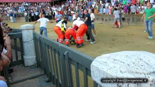 Palio di Siena incidenti 30 giugno 2014 practice accident [upl. by Adnauqal]