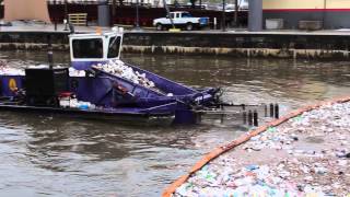 Baltimore City Trash Skimmer Boat in the Inner Harbor [upl. by Hudson]