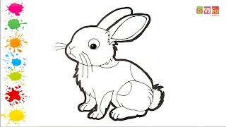 Drawing Rabbit Painting Drawing Coloring for Toddlers and Children how to draw easily [upl. by Vahe]