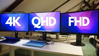 FHD vs QHD vs 4K  Monitor Resolution Comparison Between 1080p 1440p amp 2160p [upl. by Hearsh]