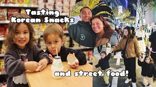 Happy Islanders in Seoul Korea Kids try different Snacks amp Streetfood [upl. by Marj629]