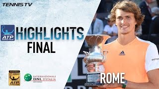 Rome Final Highlights Zverev Beats Djokovic For First Masters 1000 Title [upl. by Kaliski846]