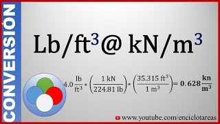 Convertir libras piescúbicos a kilonewtonmetros cubicos lbft3 a kNm3 [upl. by Nywrad]