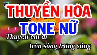 Karaoke Thuyền Hoa Tone Nữ  Si Thứ  Nhạc Sống Cha Cha Mới [upl. by Mair]