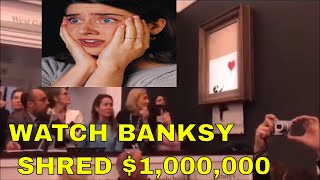 Banksy posts video of £1m painting shredding stunt at Sothebys  AUCTION PAINTING SELFDESTRUCTS [upl. by Siravat]