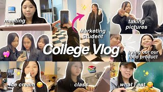 COLLEGE VLOG marketing student  meeting what I eat in person class taking pictures project 💖✨📚 [upl. by Nadia]