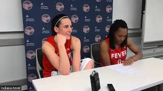 Indiana Fever Caitlin Clark Kelsey Mitchell Christie Sides press conference after win vs Wings [upl. by Pliam]