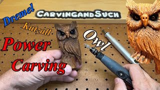 Owl Power Carving with KutzallDremel 3000Foredom [upl. by Asecnarf]