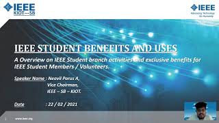 IEEE STUDENT MEMBERSHIP BENEFITS AND USES  NEAVIL PORUS A [upl. by Maureene875]