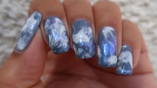 Stormy Shimmer Smooshy Marble  DIY Nail Art Tutorial  MSLP [upl. by Chirlin]