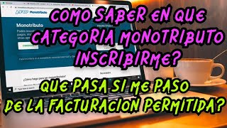 EN QUE CATEGORIA DE MONOTRIBUTO ME INSCRIBO QUE PASA SI ME PASO DE LA FACTURACION [upl. by Amir]