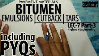 Bitumen  Emulsion Cutback amp Tars  Lec7 Part3 [upl. by Kinata]