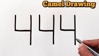 How to draw Camel From Number 4  Easy Camel Drawing Video  Number Drawing [upl. by Asseram]