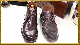 ASMR Clean amp restore ALDEN Cordovan chukka boots  VeTiVeR [upl. by Anaela368]