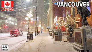 🇨🇦 【4K】❄️❄️❄️ EXTREME SNOWSTORM in Downtown Vancouver BC Canada 2024 [upl. by Mathis]