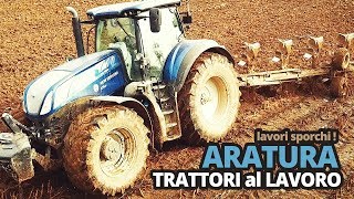 Aratura trattore al lavoro New Holland t7 315 con aratro pentavomere [upl. by Selima]