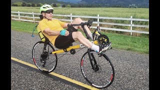 Riding a Bacchetta recumbent bicycle in a club ride of upright cyclists [upl. by Acinimod112]