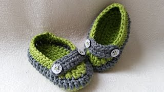 Crochet Baby Loafer  Slipper  Moccasin  Part 3  Strap by BerlinCrochet [upl. by Ecila505]