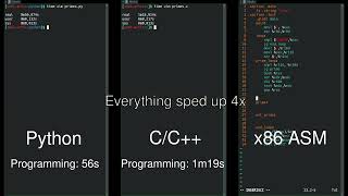 Python vs CC vs Assembly sidebyside comparison [upl. by Inat]