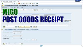 SAP Transaction MIGO  Post Goods Receipt for Purchase Order [upl. by Eirrod]