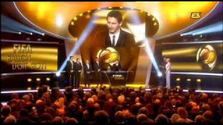 Messi receives the Fifa Ballon dOr 2011 Award [upl. by Lauri]