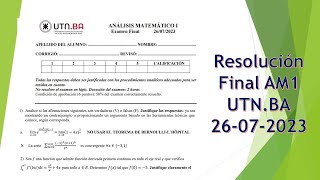 Resolución Final Análisis Matemático I  UTN  FRBA  26072023  Punto 2 [upl. by Ynoyrb562]