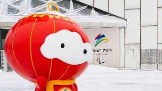 Beijing Winter Paralympics Work with Shuey Rhon Rhon in the National Indoor Stadium 雪容融背书包“持证上岗” [upl. by Hadleigh579]