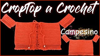 CROP TOP TEJIDO A CROCHET  PASO A PASO  BLUSA ESTILO CAMPESINA  NIRVANA CROCHET  REF 04 [upl. by Voltz]